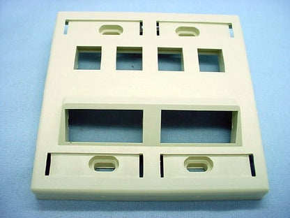 Leviton Ivory 2-Gang Flush Mount 8-Port Quickport Angled Wallplate 40807-B2I