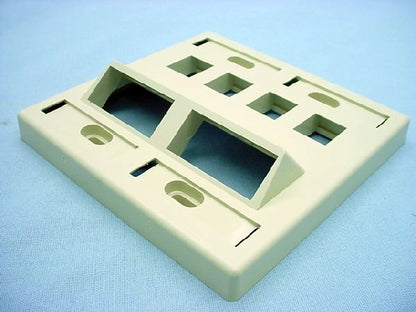 Leviton Ivory 2-Gang Flush Mount 8-Port Quickport Angled Wallplate 40807-B2I