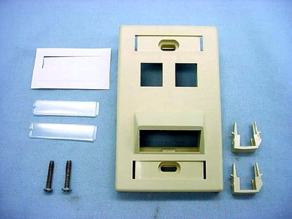Leviton Ivory 1-Gang Quickport Angled 4-Port Wallplate w/ ID Windows 40807-BI