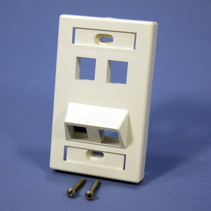 Leviton White 1G Quickport Angled 4-Port Wallplate Housing w/ ID Windows 40807-W