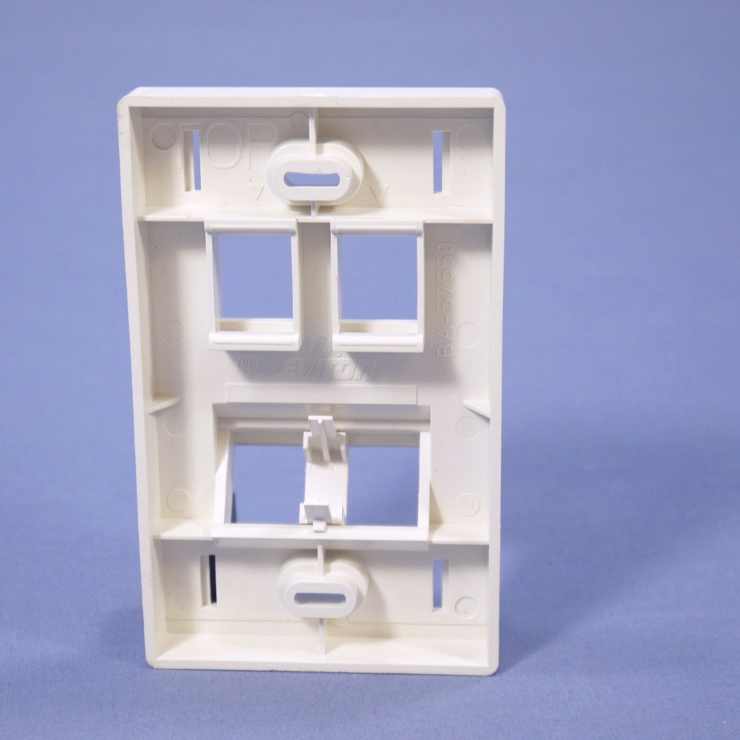 Leviton White 1G Quickport Angled 4-Port Wallplate Housing w/ ID Windows 40807-W