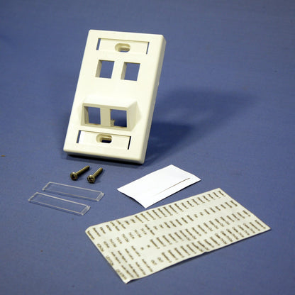 Leviton White Quickport Angled 4-Port Wallplate w/ ID Windows & Labels 40807-WR