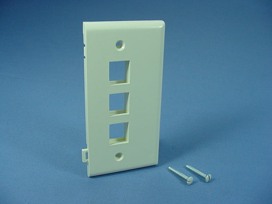 Leviton 40813-BA Almond Quickport 3-Port End Sectional Nylon Wallplate Cover