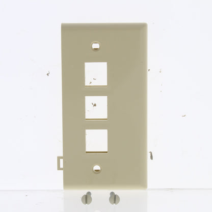 Leviton 40813-I Ivory Quickport 3-Port End Section Sectional Wallplate Cover