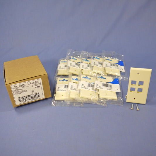 Leviton 40814-BA Almond Quickport 1-Gang 4-Port End Sectional Wallplates 10-Pack