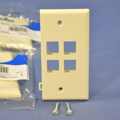 Leviton 40814-BA Almond Quickport 1-Gang 4-Port End Sectional Wallplates 10-Pack