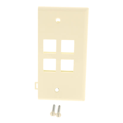 Leviton 40814-BA Almond 1-Gang Quickport 4-Port Sectional Nylon Wallplate Cover