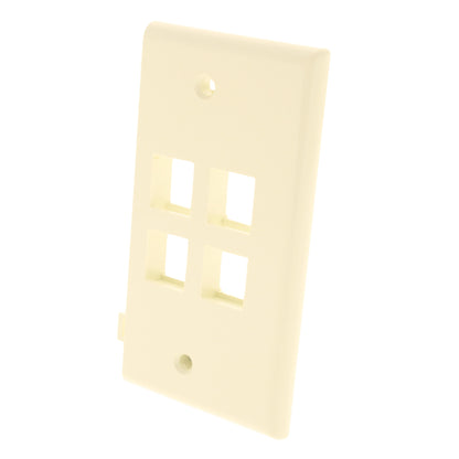 Leviton 40814-BA Almond 1-Gang Quickport 4-Port Sectional Nylon Wallplate Cover