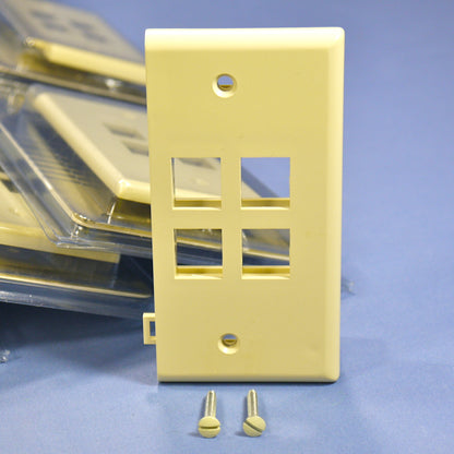 Leviton 40814-I Quickport Ivory 4-Port End Sectional Wallplate Covers 30-Pack