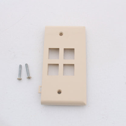 Leviton 40814-I Ivory 1-Gang Quickport 4-Port Data Section Nylon Wallplate Cover