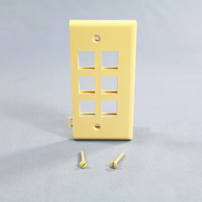 Leviton 40816-I Ivory 6-Port Quickport End Sectional Plastic Wallplates 2-pack