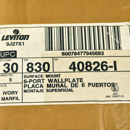 30 Leviton 6-Port Ivory Surface Mount Quickport Wallplate Module Boxes 40826-I