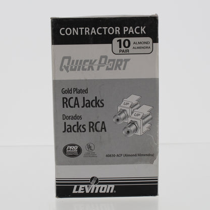 10 Pair Leviton Almond Quickport RCA Jacks Gold Stereo Black Red Stripe 40830-A