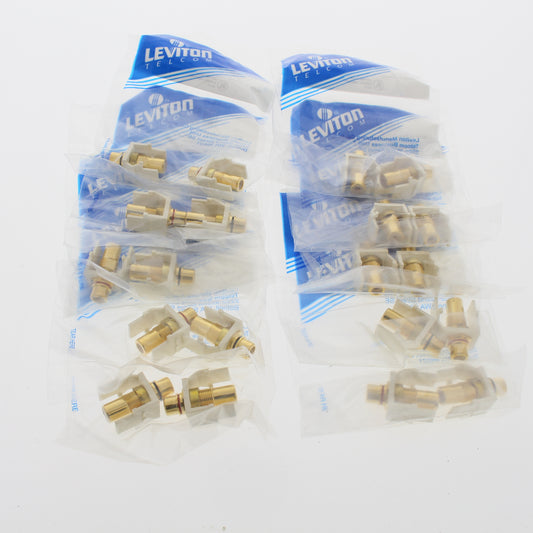 10 Pair Leviton Almond Quickport RCA Jacks Gold Stereo Black Red Stripe 40830-A