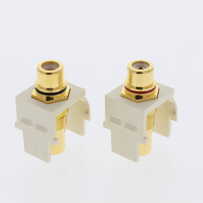 10 Pair Leviton Almond Quickport RCA Jacks Gold Stereo Black Red Stripe 40830-A