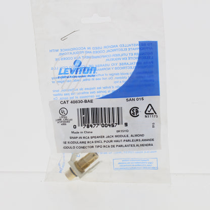 Single Leviton Almond Quickport Stereo RCA Jack Gold Black Stripe 40830-BAE