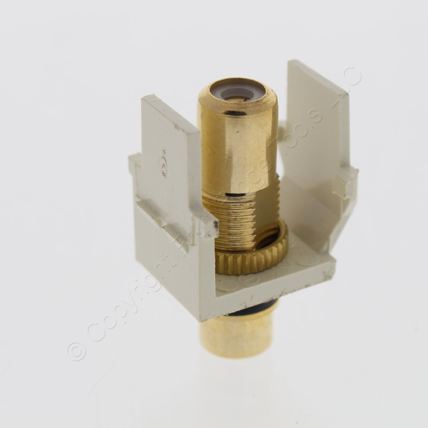 10 Leviton Almond Quickport Stereo RCA Jacks Gold White Stripe 40830-BAE