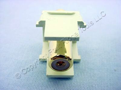 10 Leviton Almond Quickport Stereo RCA Jacks Gold White Stripe 40830-BAE