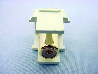 Single Leviton Almond Quickport Stereo RCA Jack Gold Black Stripe 40830-BAE