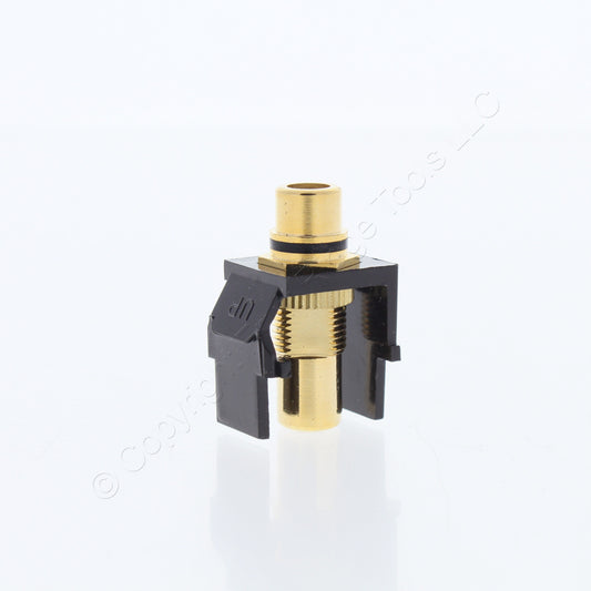 10 Leviton Brown Quickport Stereo RCA Jacks Gold Black Stripe 40830-BBE