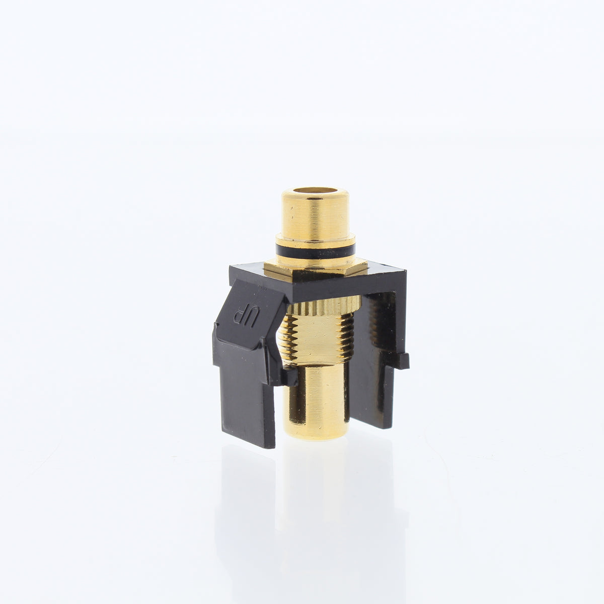 Single Leviton Brown Quickport Stereo RCA Jack Gold Black Stripe 40830-BBE