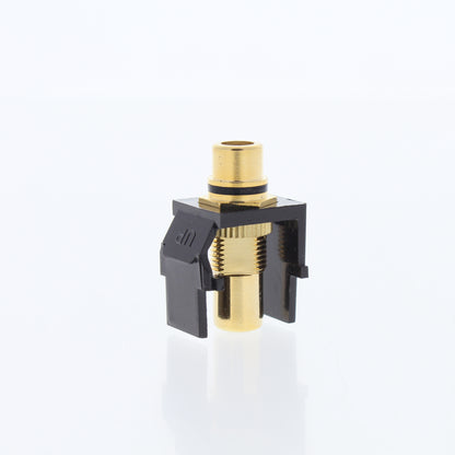Single Leviton Brown Quickport Stereo RCA Jack Gold Black Stripe 40830-BBE
