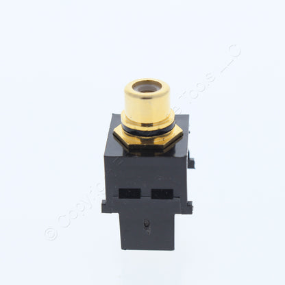 10 Leviton Brown Quickport Stereo RCA Jacks Gold Black Stripe 40830-BBE
