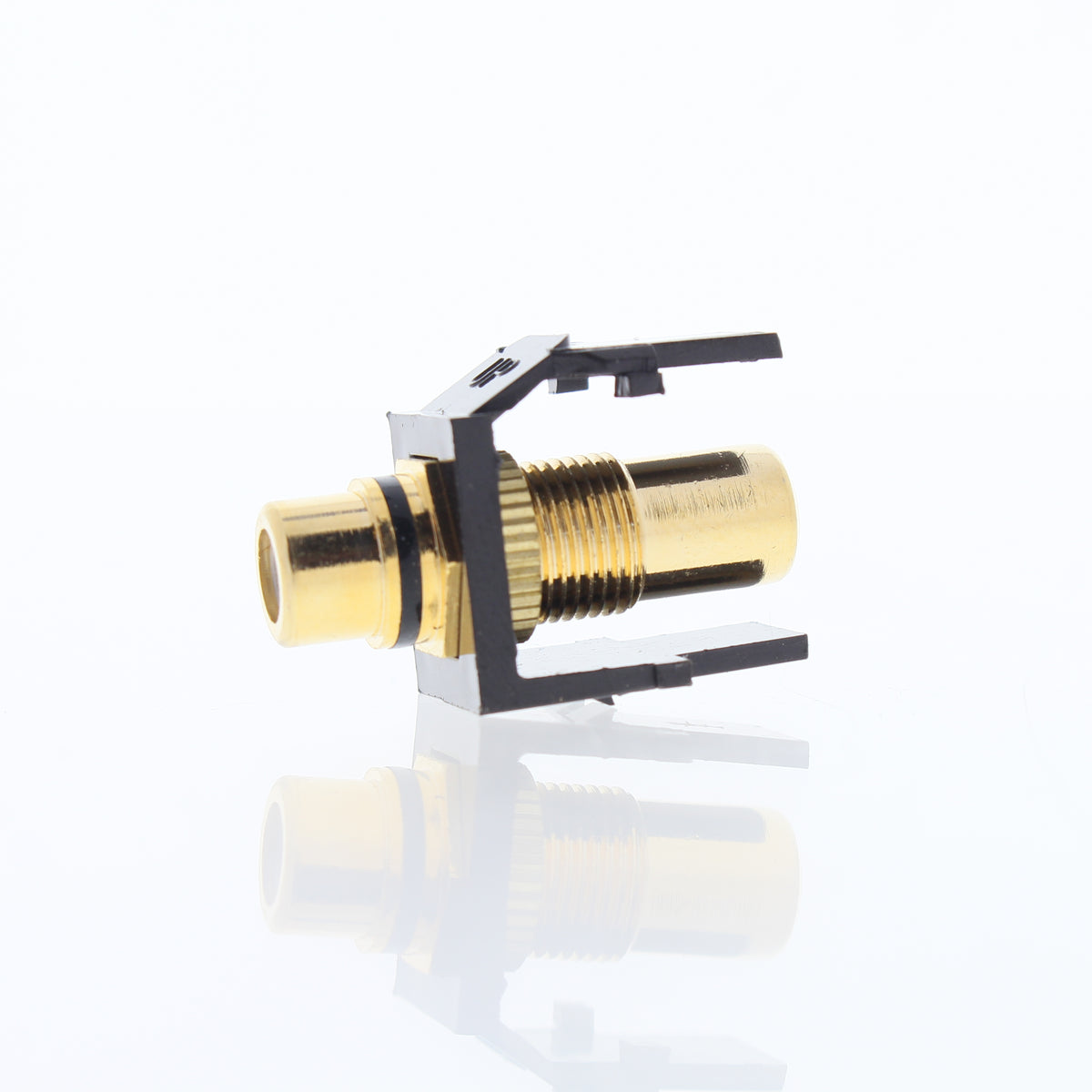 Single Leviton Brown Quickport Stereo RCA Jack Gold Black Stripe 40830-BBE