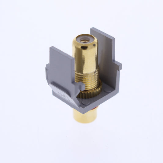 Leviton 40830-BGR Gray Quickport RCA Video Gold Jack w/ Red Stripe