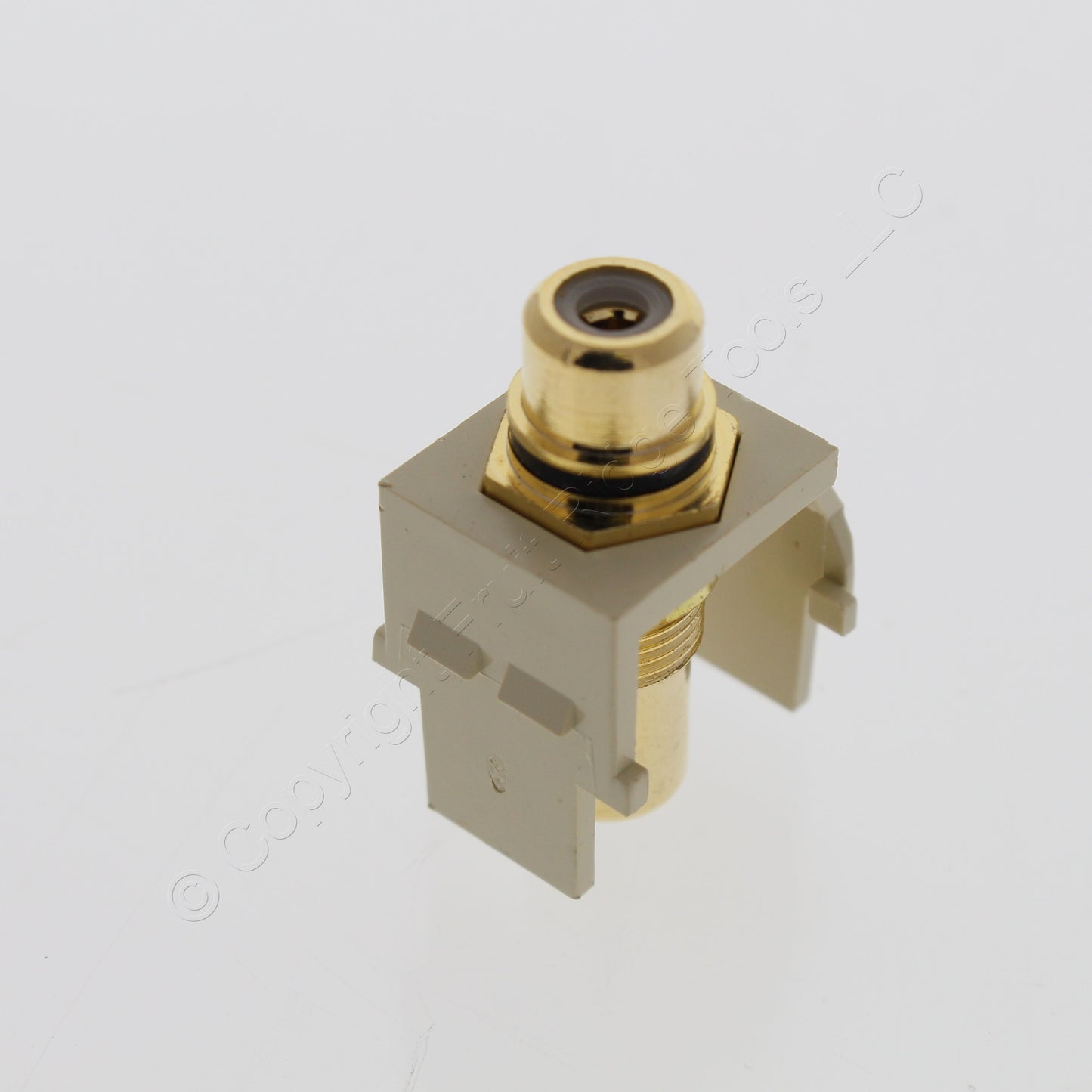 10 Leviton Ivory Quickport Stereo RCA Jacks Gold Plated Black Stripe 40830-BIE