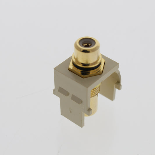 Leviton Ivory Quickport Stereo RCA Jack Gold Plated Black Stripe 40830-BIE