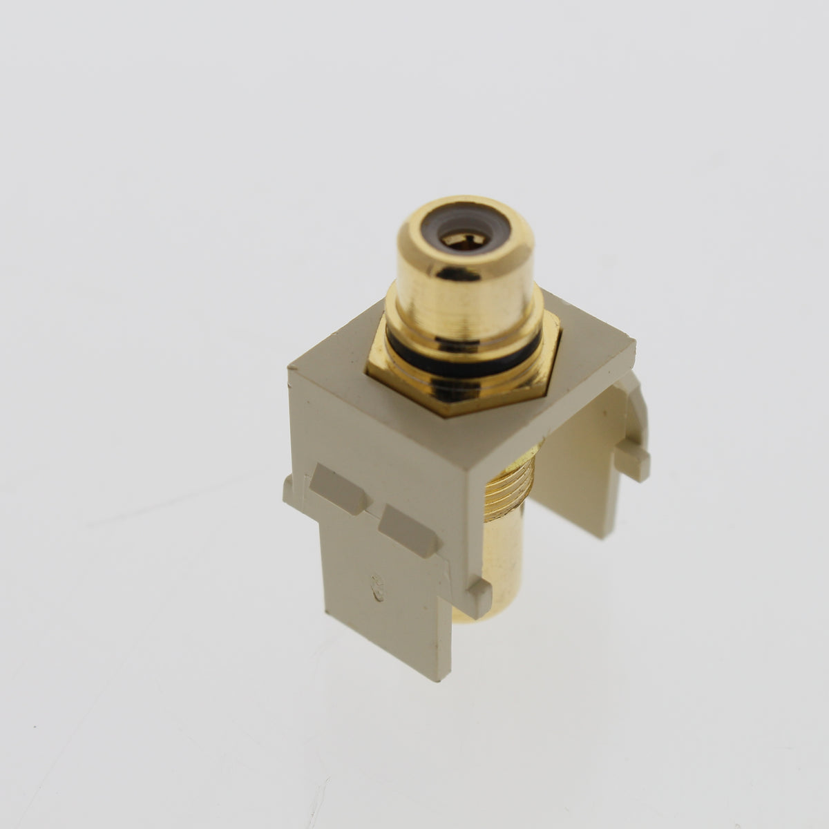 Leviton Ivory Quickport Stereo RCA Jack Gold Plated Black Stripe 40830-BIE