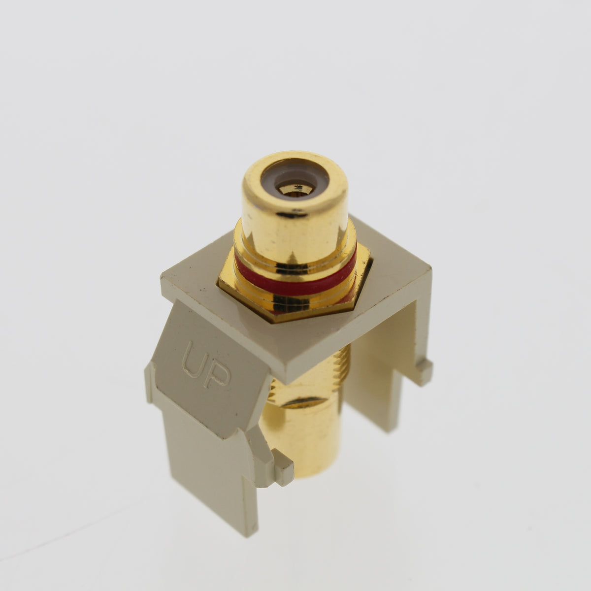 Single Leviton Ivory Quickport Stereo RCA Jack Gold Plated Red Stripe 40830-BIR