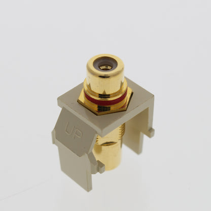 Single Leviton Ivory Quickport Stereo RCA Jack Gold Plated Red Stripe 40830-BIR