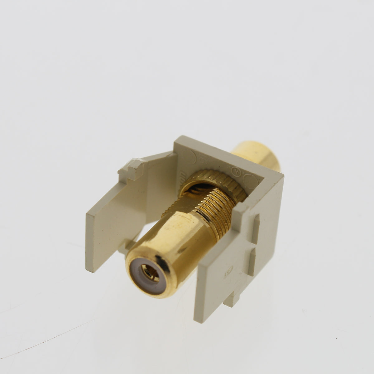 Single Leviton Ivory Quickport Stereo RCA Jack Gold Plated Red Stripe 40830-BIR
