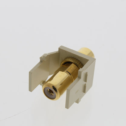 Single Leviton Ivory Quickport Stereo RCA Jack Gold Plated Red Stripe 40830-BIR