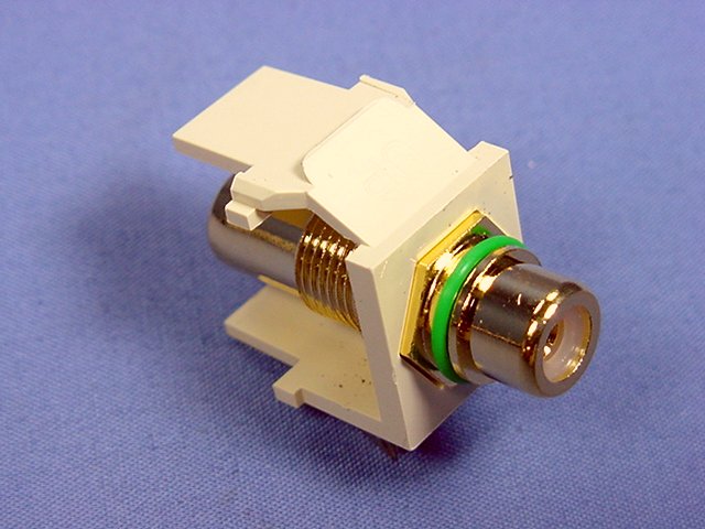 Leviton 40830-BIV Quickport RCA Video Gold Jack with Green Stripe