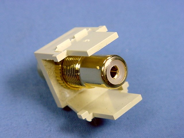 Leviton 40830-BIV Quickport RCA Video Gold Jack with Green Stripe