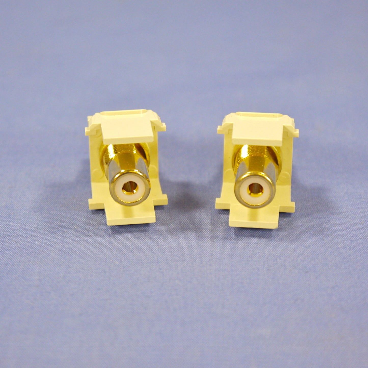 Pair Leviton 40830 Ivory Quickport RCA Jacks Gold Stereo Audio Black/Red Stripe
