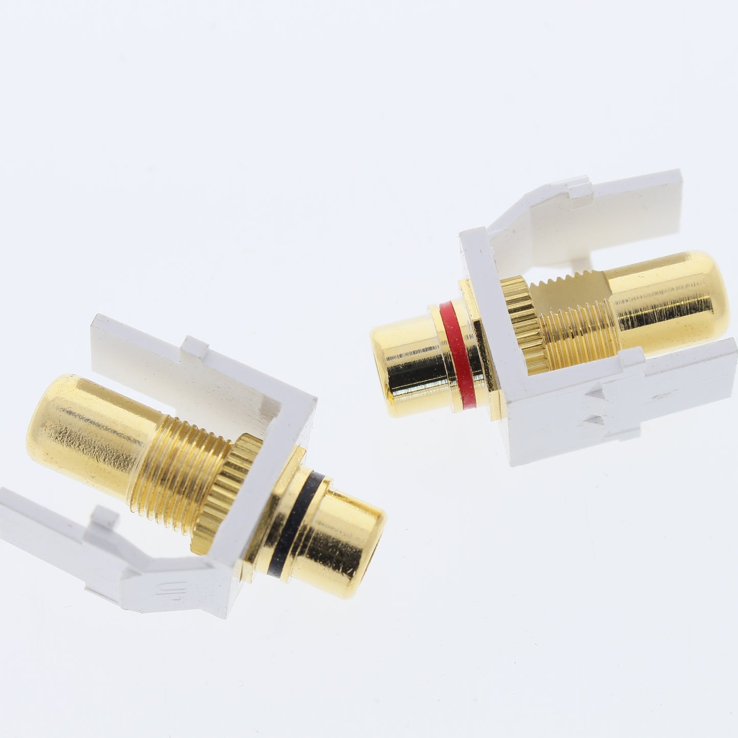 Leviton 40830-W White Quickport Stereo RCA Jacks Gold Black & Red Striped 5 Pair