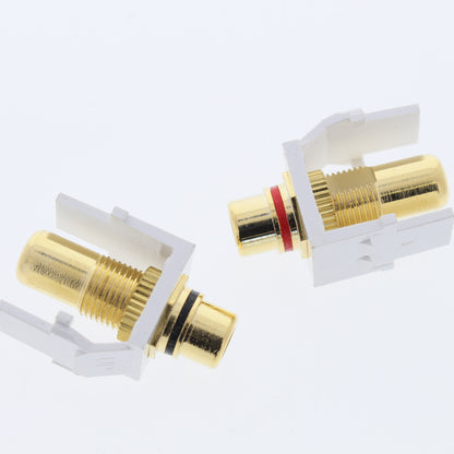 Leviton 40830-W White Quickport Stereo RCA Jacks Gold Black & Red Striped 5 Pair