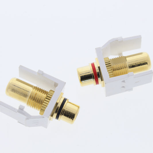 Leviton 40830-W White Quickport Stereo RCA Jacks Gold Black & Red Striped 5 Pair
