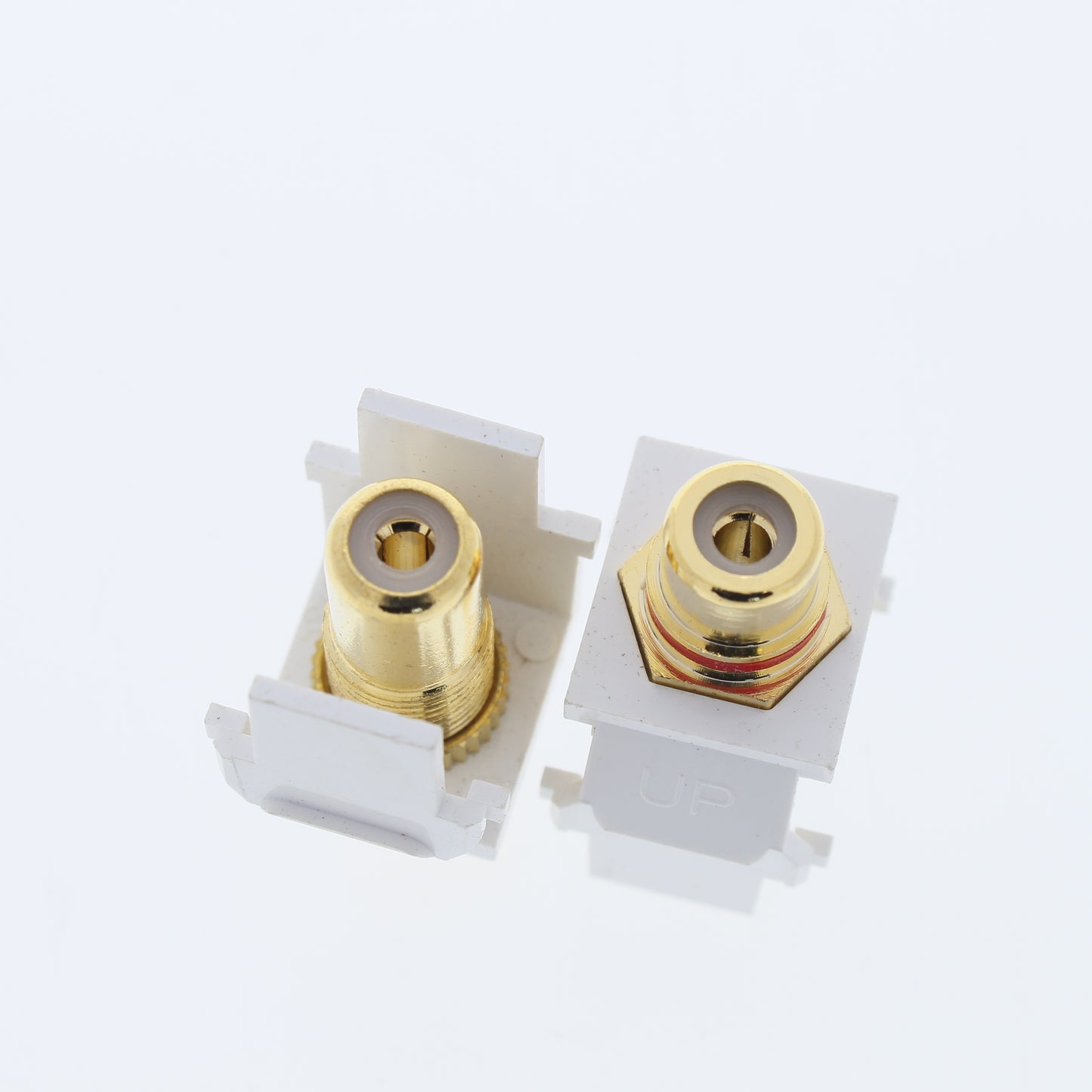 Leviton 40830-W White Quickport Stereo RCA Jacks Gold Black & Red Striped 5 Pair