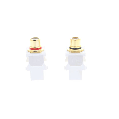 Pair Leviton 40830-W White Quickport RCA Jacks Gold Audio w/Black & Red Stripe