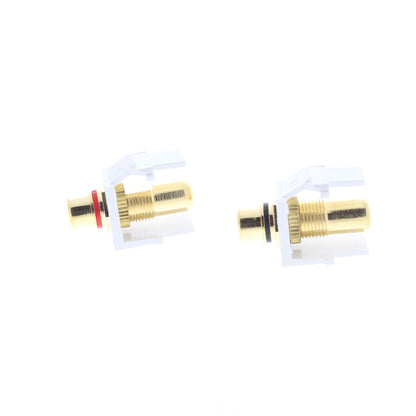 Pair Leviton 40830-W White Quickport RCA Jacks Gold Audio w/Black & Red Stripe