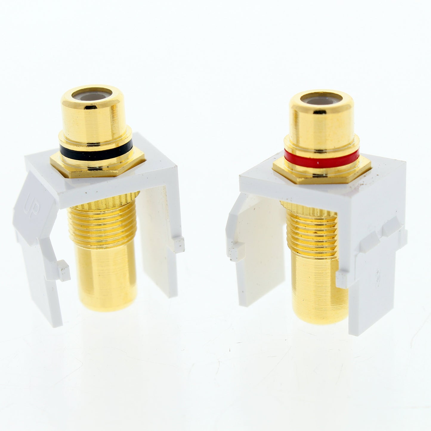 1 Pair Leviton White Quickport Audio Stereo RCA Jacks Gold Plated 40830-W