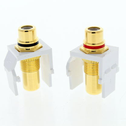 1 Pair Leviton White Quickport Audio Stereo RCA Jacks Gold Plated 40830-W