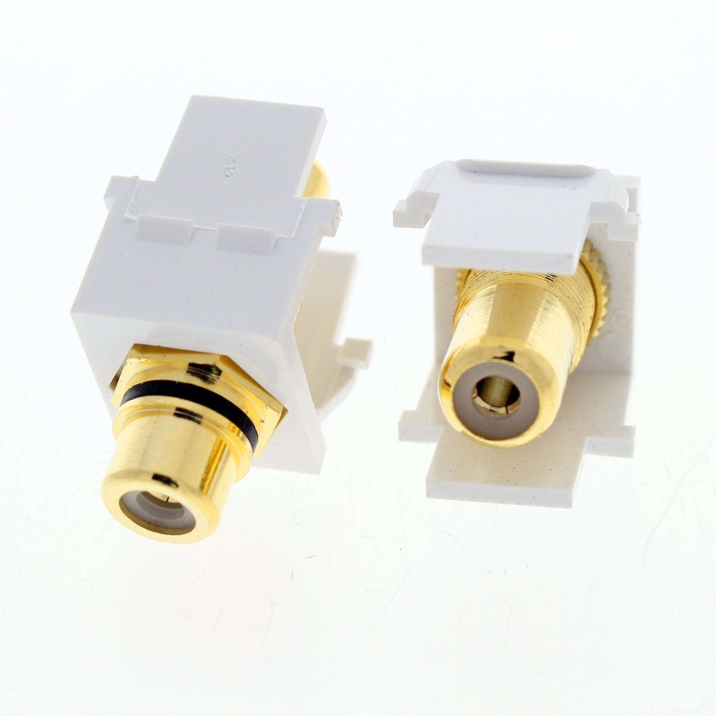 1 Pair Leviton White Quickport Audio Stereo RCA Jacks Gold Plated 40830-W