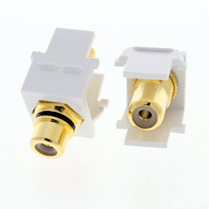 1 Pair Leviton White Quickport Audio Stereo RCA Jacks Gold Plated 40830-W