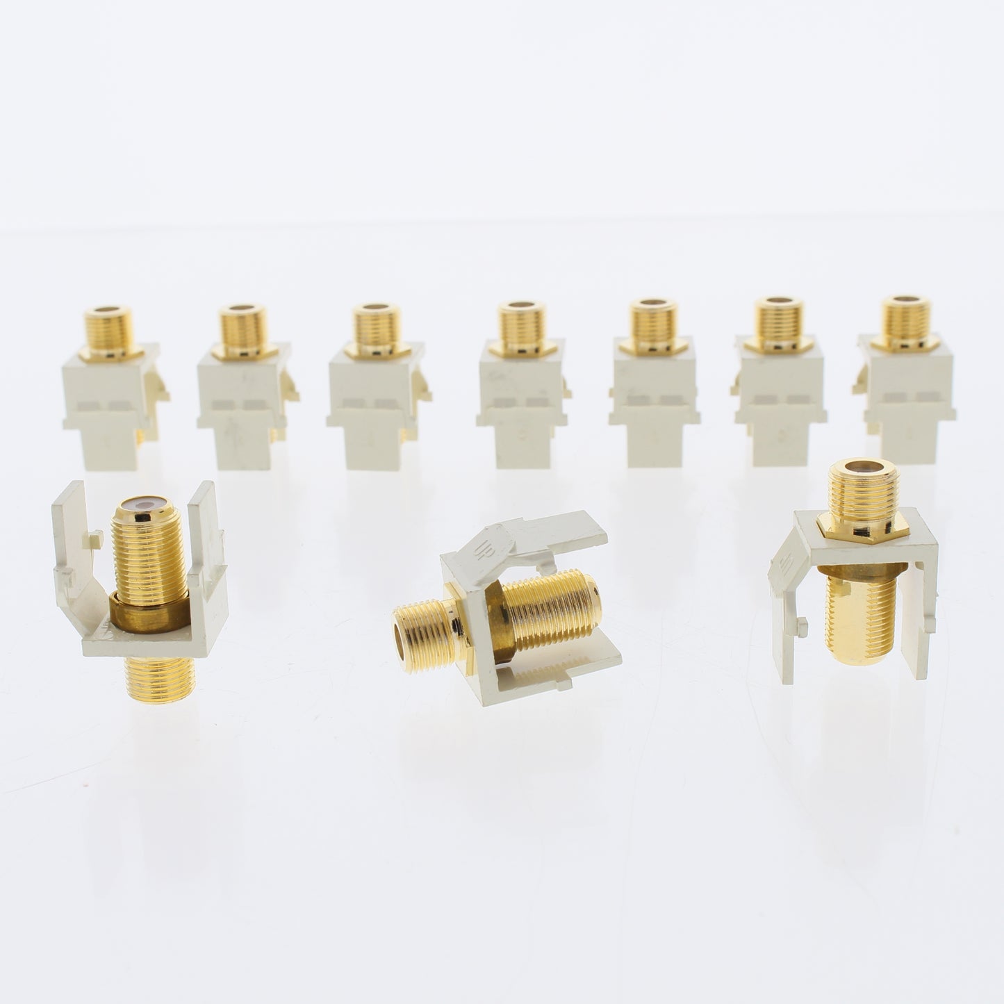 10 Leviton Almond Quickport Gold Coaxial Cable Connector Jack Coax 40831-A